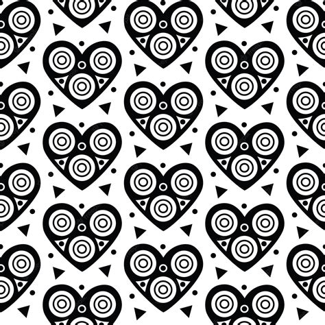 Premium Vector Seamless Hearts Pattern With Circles Triangles And Dots