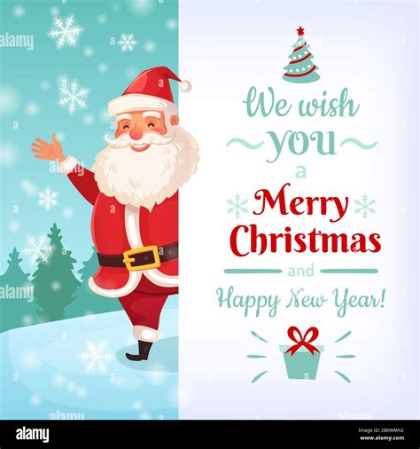 Merry Christmas Card Santa Claus Greeting Cards Template Winter