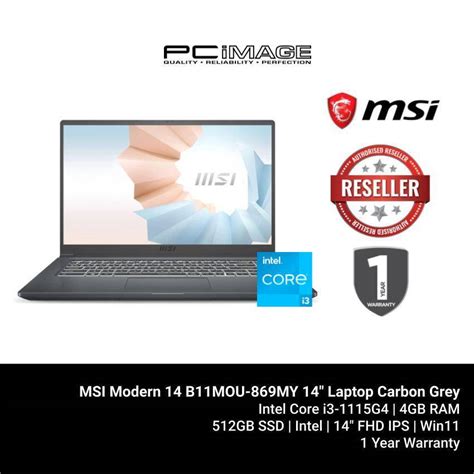 MSI Modern 14 B11MOU 869MY 14 Laptop Carbon Grey PC Image