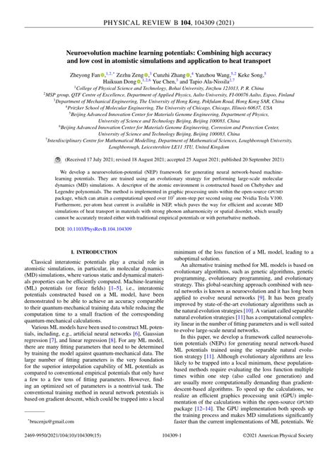 PDF Neuroevolution Machine Learning Potentials Combining High