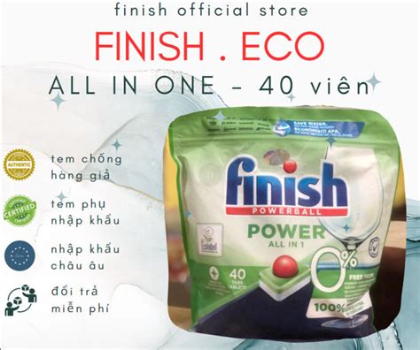 Viên rửa chén Finish All in one ECO hữu cơ 0 loại 40 70 viên 10 tính