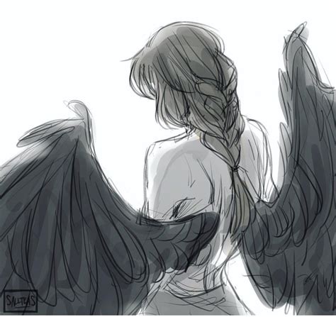 Anime Girl With Angel Wings Drawings