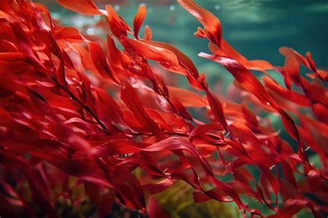 Premium Photo Vibrant Closeup Of Red Algae Dancing Beneath The Water