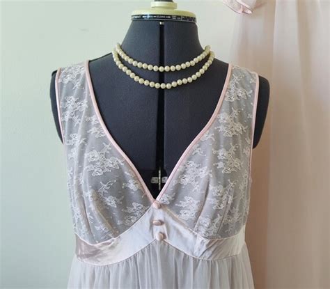 Vintage Peignoir Set Lingerie Long Nightgown Robe By Gem