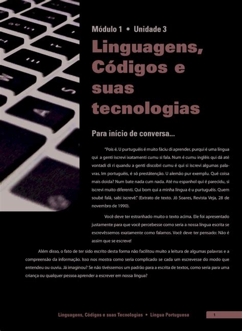 PDF Módulo 1 Unidade 3 Linguagens Códigos e suas tecnologias