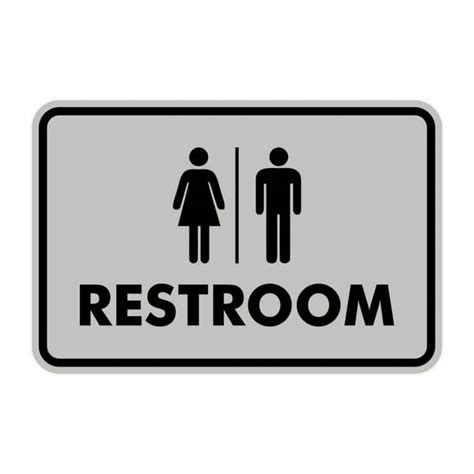 Classic All Gender Restroom Sign Lt Gray Medium