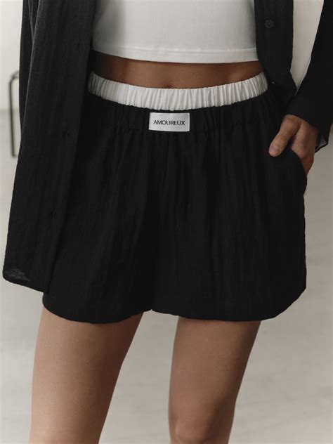 Loose Shorts With Contrasting Waistband Lichi Online Fashion Store