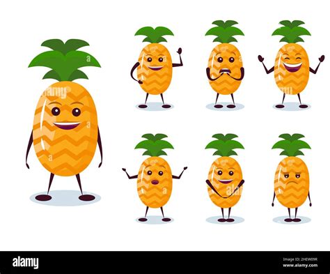 Juego De Piña Carácter Y Emoción Héroe Antropomorfo Ilustración Vectorial En Estilo De