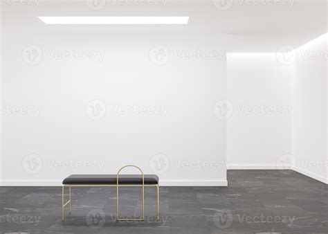 Empty white wall in modern art gallery. Mock up interior in minimalist ... 