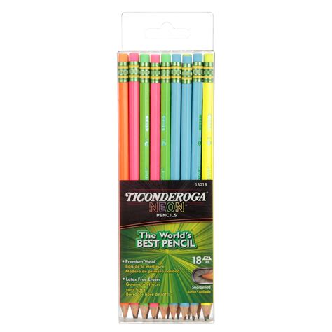 Dixon Ticonderoga Bright Neon No 2 Pencils Black Lead Neon Barrel 18