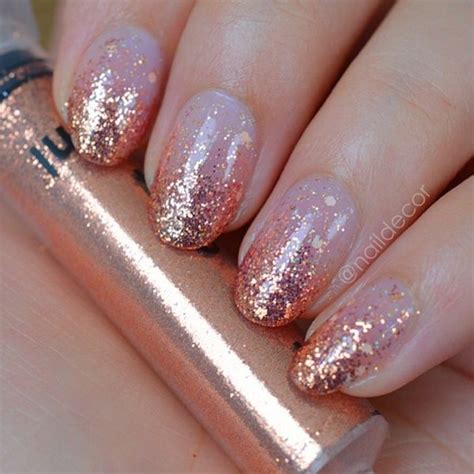 50 Oval Nail Art Ideas Art And Design Rose Gold Nails Glitter Gold