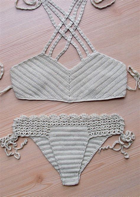 EXPRESS SHIPPING Crochet Bikini Beige Women Swimwear Swim Etsy