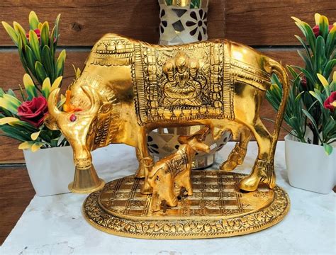 Buy Labhcart Metal Kamdhenu Cow With Calf Vastu Gau Mata Idol