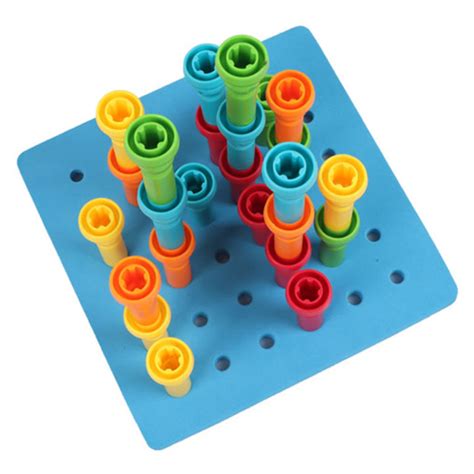 Stacking Peg Board Toy Peg Board Toys Rounded Corners 6 Holes for ...