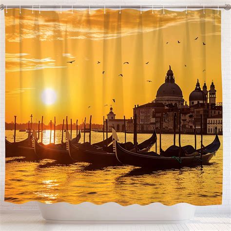 Venetian Sunset Gondola Silhouette Shower Curtain Bring The Beauty Of