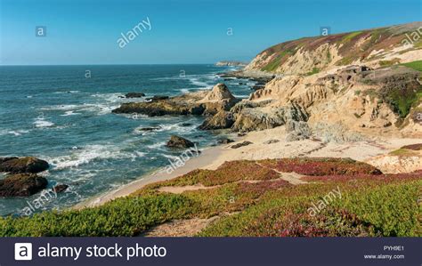 Landscape view of Bodega Bay beach in Sonoma County in California, USA, on a typical summer day ...