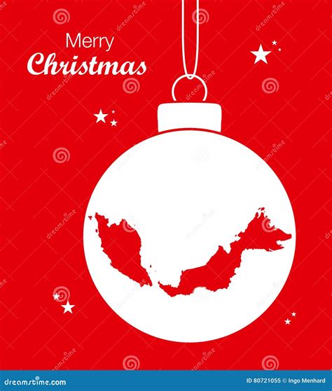 Merry Christmas Theme with Map of Malaysia Stock Illustration