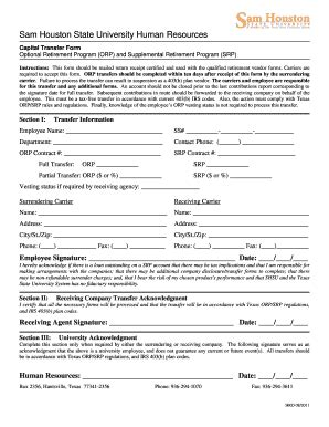 Fillable Online Shsu Capital Transfer Form Shsu Fax Email Print