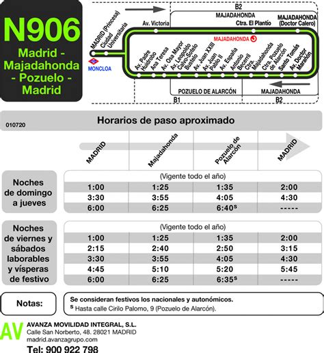 Horarios De Autob S Nocturno N Madrid Moncloa Majadahonda