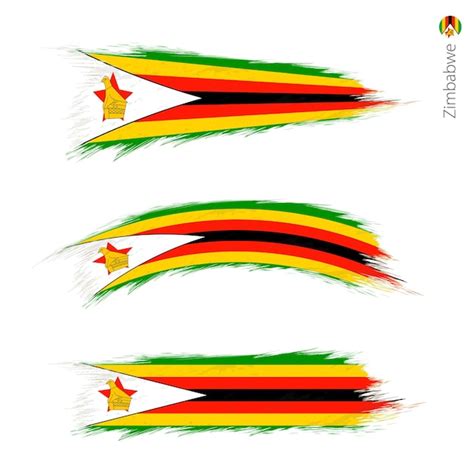 Premium Vector Set Of Grunge Textured Flag Of Zimbabwe