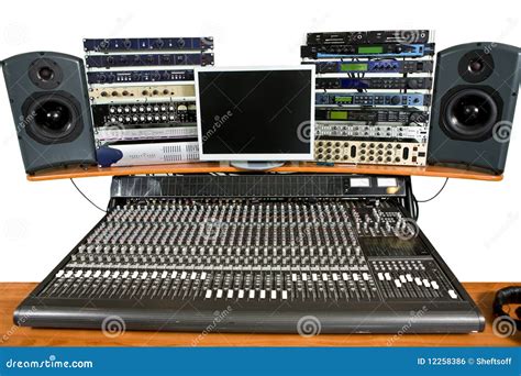 Studio recording equipment stock photo. Image of panel - 12258386