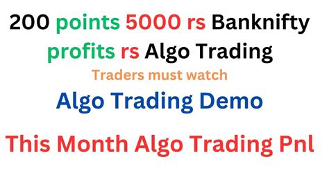 Rs Algo Trading Profit L Points Banknifty L Algo Trading Demo