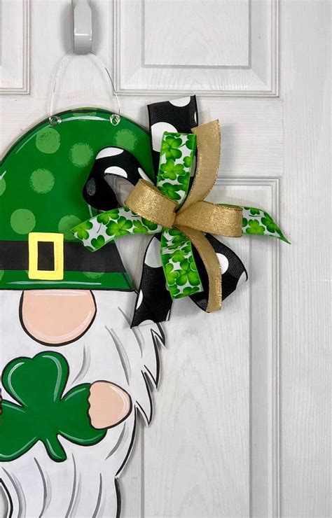 Gnome Door Hanger St Patricks Day Door Hanger Front Etsy St Patricks Day Decorations St