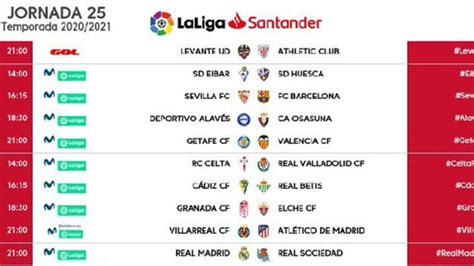 La Liga Santander Horarios De La Jornada 25 De Primera Real Madrid