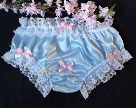 Baby Blue Satin Bikini Panties Sissy Knickers With Bum Ruffles Etsy