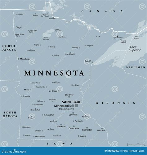 Map Of Minnesota With Lakes And Rivers. Cartoon Vector | CartoonDealer ...