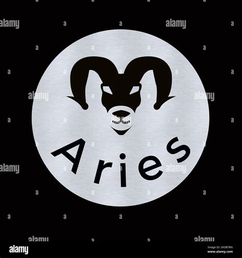 The Aries Zodiac Sign In A White Circle Against The Black Background