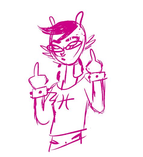 Mspa Booru Dancestors Meenah Peixes Monochrome Solo The Finger