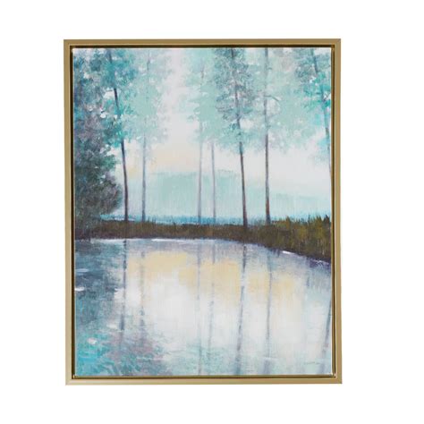 Serene Setting Hand Embellished Canvas With Frame Green 296x236