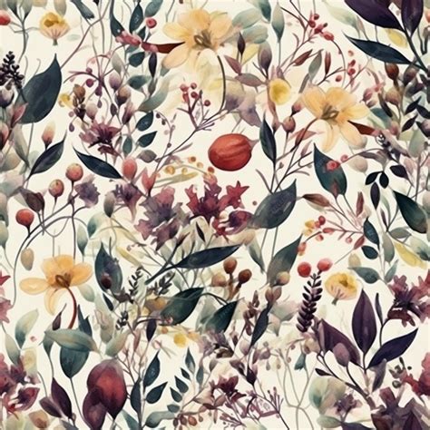 Premium AI Image | A floral pattern with a red flower on a white background.