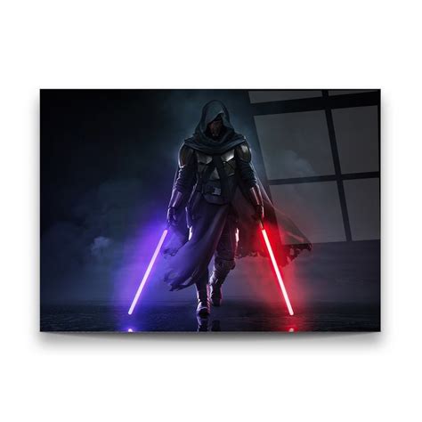 Dark Jedi Lightsaber Glass Printing Wall Art Jedi Tempered Glass Wall ...