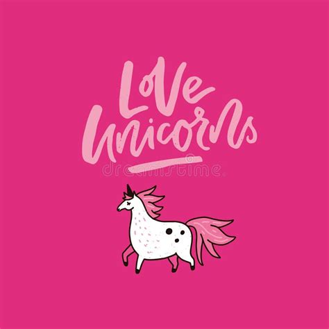 Love Unicorns Cute Hand Drawn Lettering With Color Stars In Modern