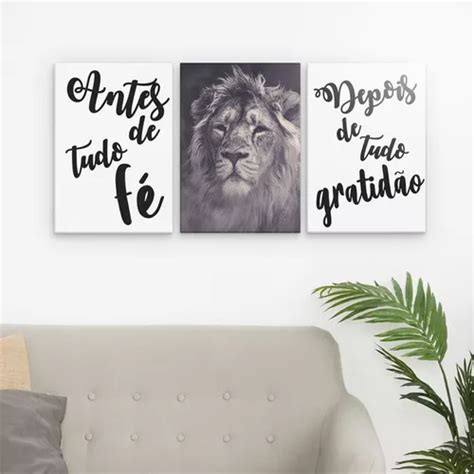 Cuadro decorativo Rcs Decorações Decorativo kit 3 cuadros león de juda