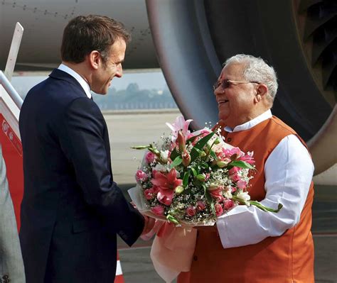 Photos: French President arrives in Jaipur