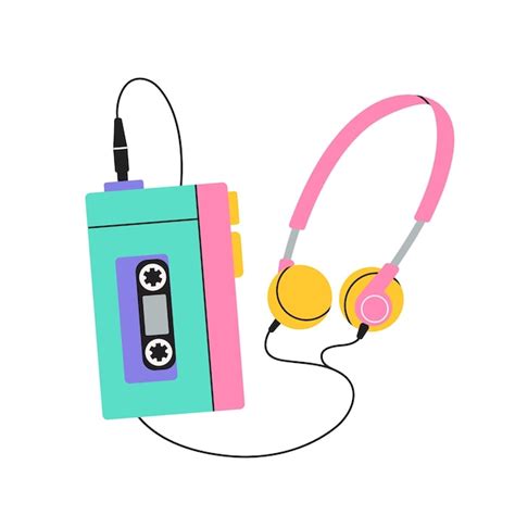 Premium Vector Vector Retro Portable Cassette Player With Headphones Player In 80s 90s Cartoon