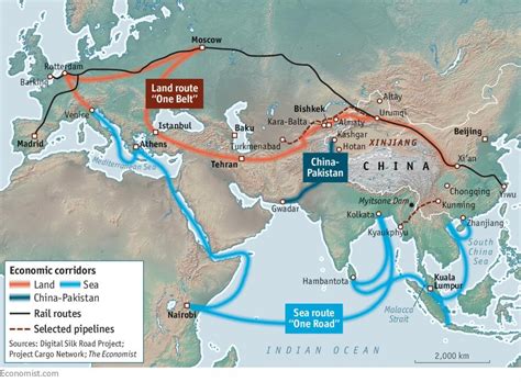 China new silk road map - China silk road project map (Eastern Asia - Asia)