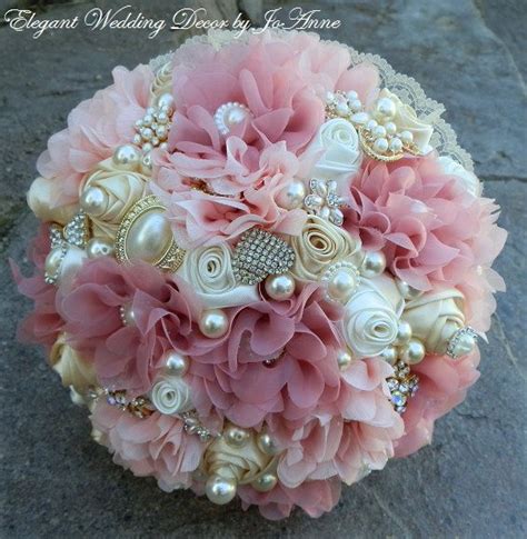 CUSTOM ELEGANT VINTAGE ROSE SATIN BRIDAL BROOCH BOUQUET 435 00 This