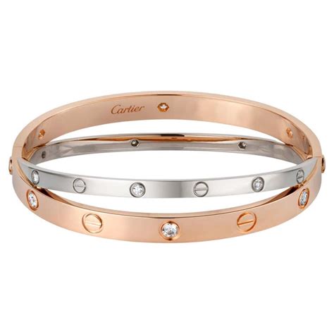 Cartier Rose Gold Love Bracelet with 4 Diamonds For Sale at 1stDibs