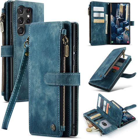 UEEBAI Wallet Case For Samsung Galaxy S24 Ultra 5G Premium Handmade PU