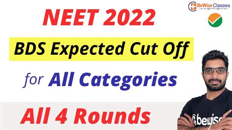 Neet 2022 Bds Category Wise Aiq Expected Cut Off Marks For All 4 Rounds