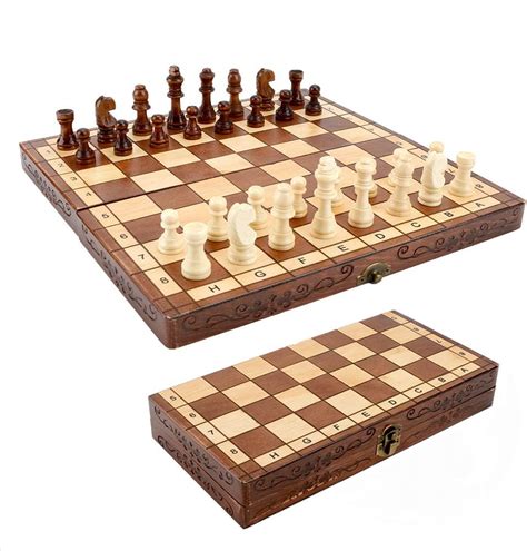 Syrace Jeu D Checs En Bois Pliable Fait Main Version Classique