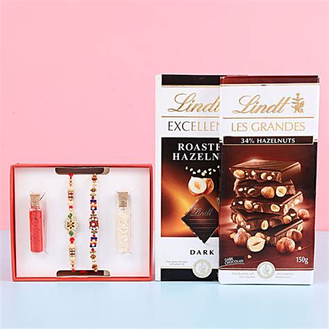 Buy Send Meenakari Rakhi Lindt Chocolates Combo Online FNP