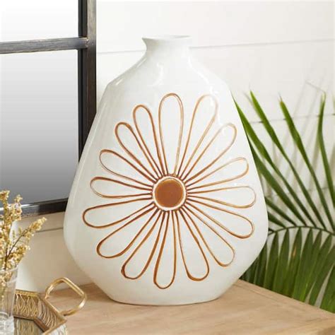 Litton Lane White Coastal Style Ceramic Decorative Vase The