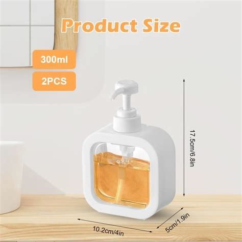 Lot De 2 Distributeurs De Gel Douche Avec Pompe 300 Ml Distributeur