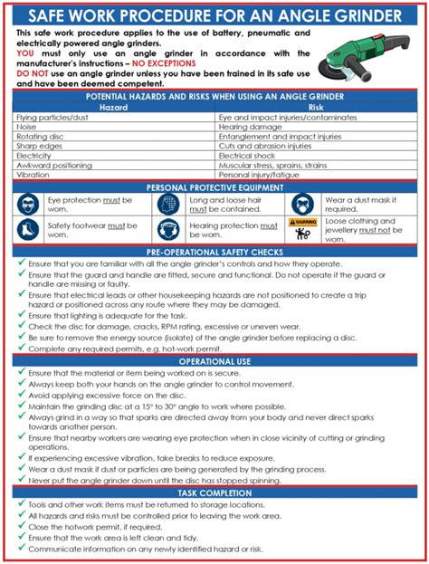 Angle Grinder Safety Procedure | REDCAT SAFETY