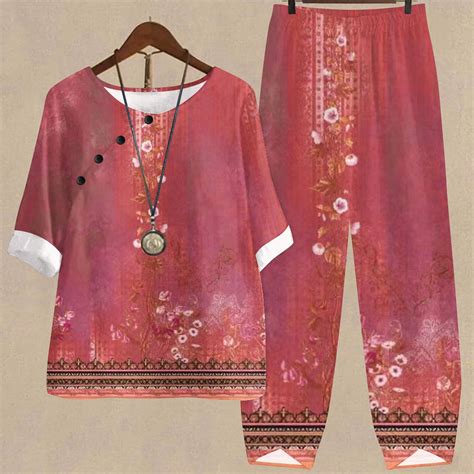 Ddapj Pyju Summer Outfits For Women 2 Piece Cotton Linen Set Vintage Floral Print Half Sleeve